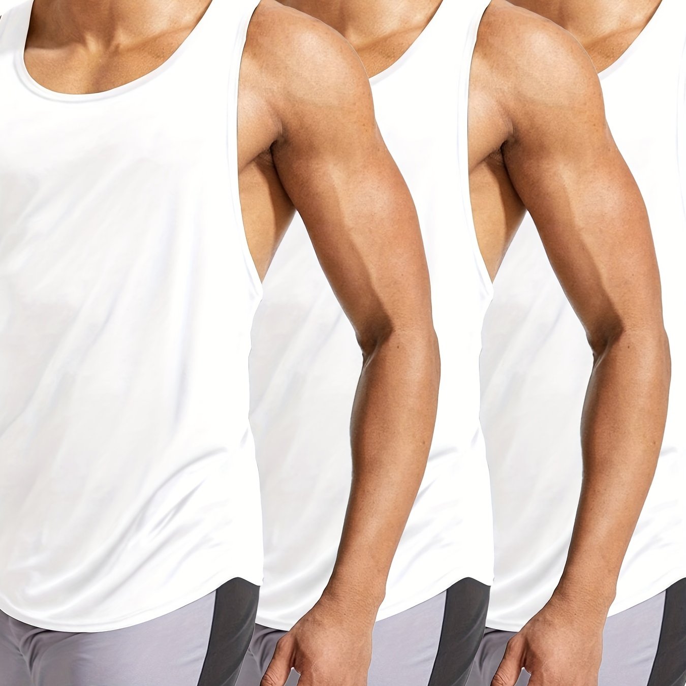3 Packs Men's Basic Tank Top, Summer Casual Loose Sleeveless Shirt For Fitness