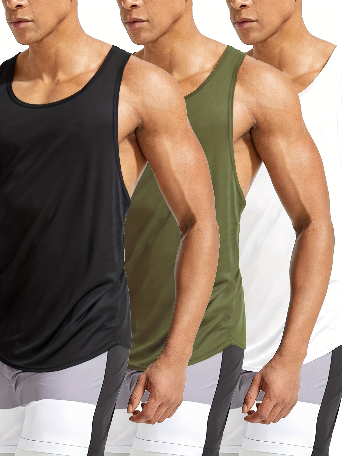 3 Packs Men's Basic Tank Top, Summer Casual Loose Sleeveless Shirt For Fitness