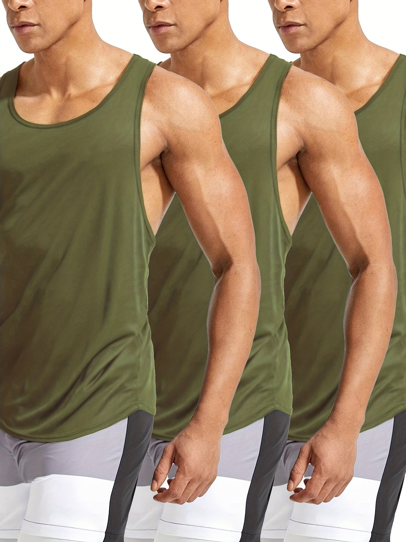 3 Packs Men's Basic Tank Top, Summer Casual Loose Sleeveless Shirt For Fitness
