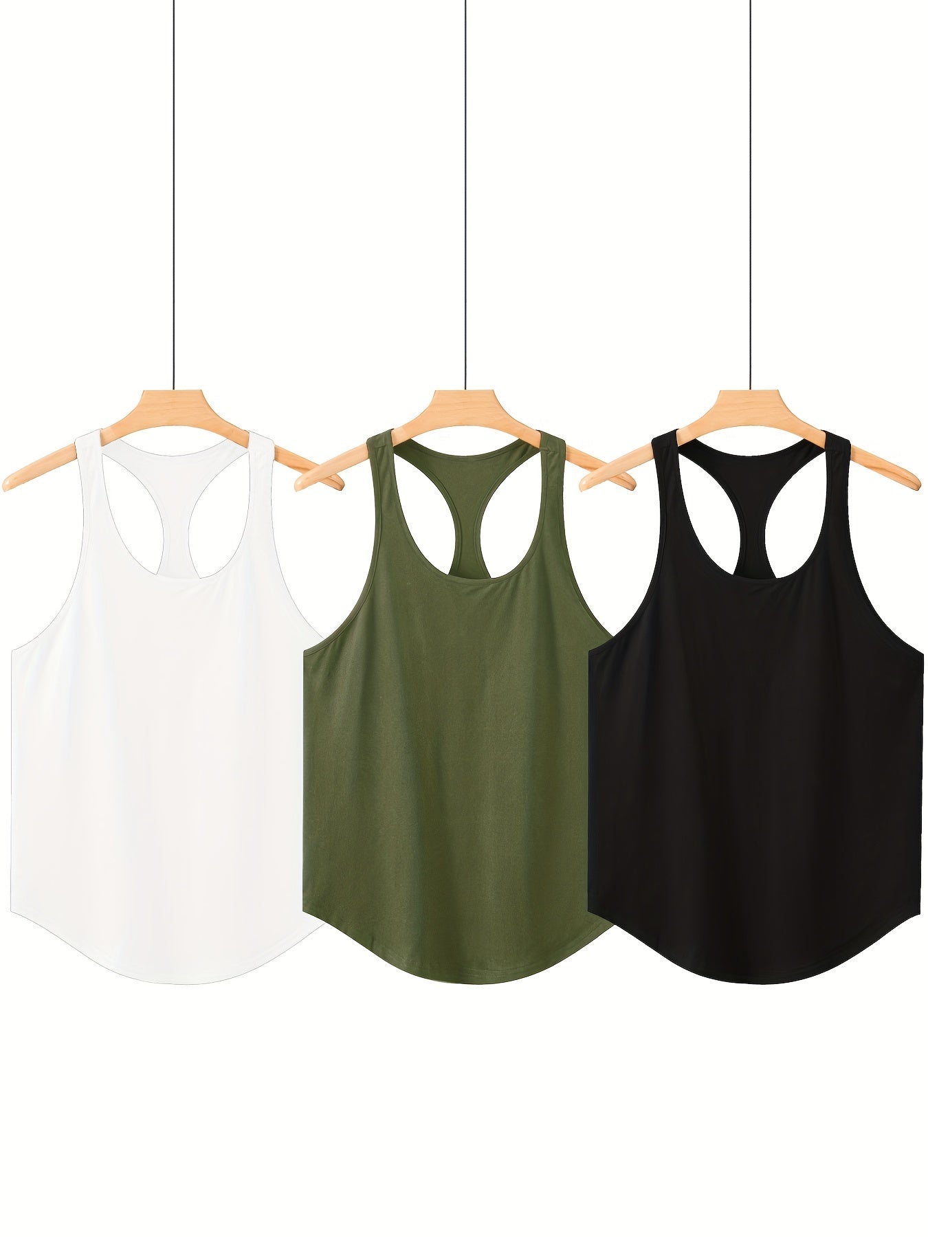 3 Packs Men's Basic Tank Top, Summer Casual Loose Sleeveless Shirt For Fitness