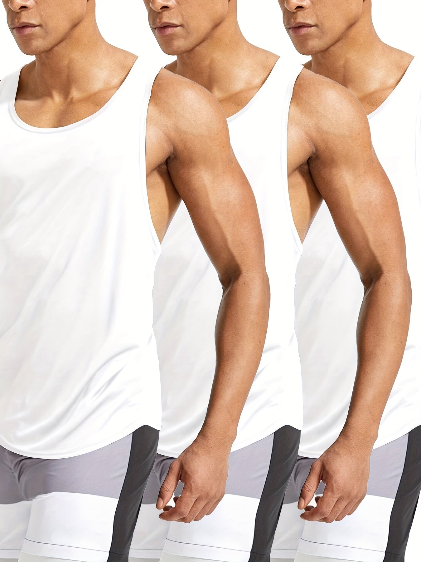 3 Packs Men's Basic Tank Top, Summer Casual Loose Sleeveless Shirt For Fitness