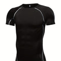 Men's Quick-drying Sports T-Shirt, Casual Breathable Compression Crew Neck Short Sleeves For Outdoor Gym Running Fitness
