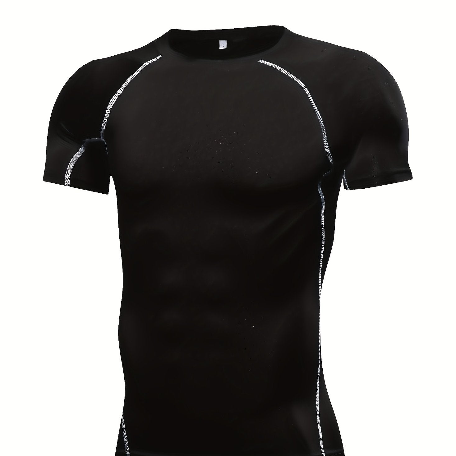 Men's Quick-drying Sports T-Shirt, Casual Breathable Compression Crew Neck Short Sleeves For Outdoor Gym Running Fitness