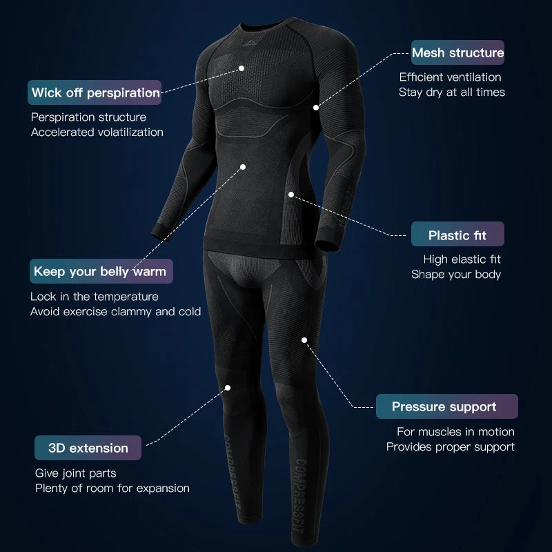 GOLOVEJOY Tights Men Fitness Clothing Quick Dry Compression Gym Fitness Sets Mens Compression Shirts Athletic Clothing for Man