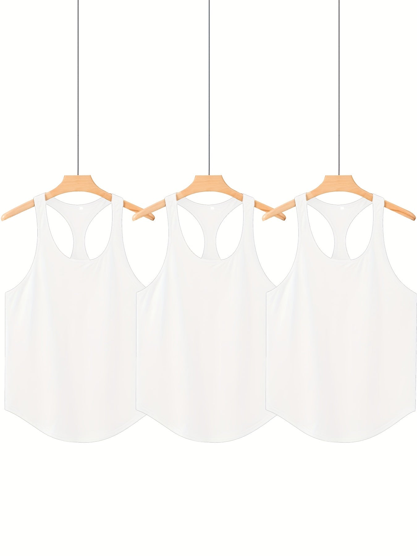 3 Packs Men's Basic Tank Top, Summer Casual Loose Sleeveless Shirt For Fitness